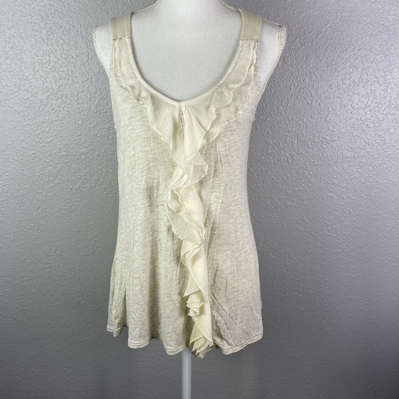 Women's Kenar - off white tank top with ruffle detail size Larg - Picture 1 of 10